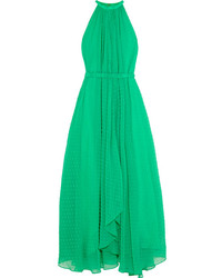 Зеленое шифоновое платье-макси от Saloni