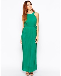 Зеленое шифоновое платье-макси