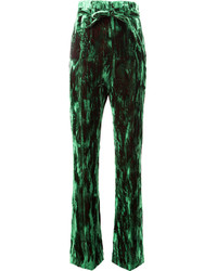Зеленые бархатные брюки