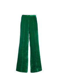 Зеленые бархатные широкие брюки от Forte Forte