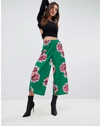 Зеленые брюки-кюлоты с цветочным принтом от ASOS DESIGN