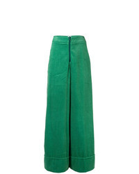 Зеленые вельветовые широкие брюки