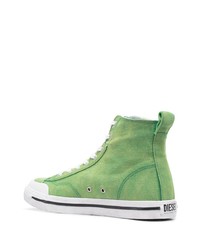 Мужские зеленые высокие кеды из плотной ткани от Diesel