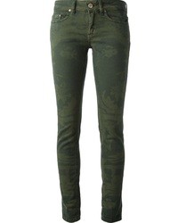 Женские зеленые джинсы с камуфляжным принтом от Dondup