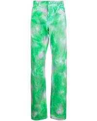 Мужские зеленые джинсы с принтом тай-дай от MSGM