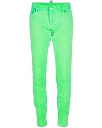 Зеленые джинсы скинни от DSquared