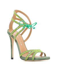 Зеленые замшевые босоножки на каблуке от Marc Ellis
