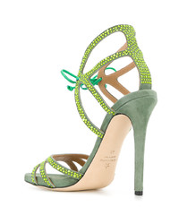 Зеленые замшевые босоножки на каблуке от Marc Ellis