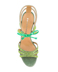 Зеленые замшевые босоножки на каблуке от Marc Ellis