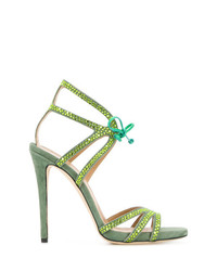 Зеленые замшевые босоножки на каблуке от Marc Ellis