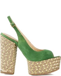 Зеленые замшевые босоножки на каблуке от Paloma Barceló