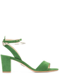 Зеленые замшевые босоножки на каблуке от Paul Andrew