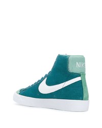 Мужские зеленые замшевые высокие кеды от Nike