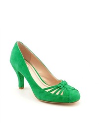 Зеленые замшевые туфли с вырезом