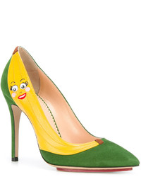 Зеленые замшевые туфли с принтом от Charlotte Olympia