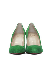 Зеленые замшевые туфли от Christian Louboutin