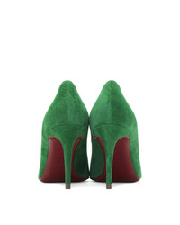 Зеленые замшевые туфли от Christian Louboutin