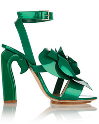 Зеленые кожаные босоножки на каблуке от DELPOZO