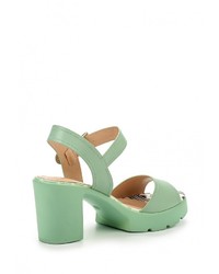 Зеленые кожаные босоножки на каблуке от Dino Ricci Select