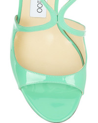 Зеленые кожаные босоножки на каблуке от Jimmy Choo