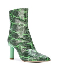 Зеленые кожаные ботильоны со змеиным рисунком от Tibi