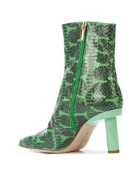 Зеленые кожаные ботильоны со змеиным рисунком от Tibi