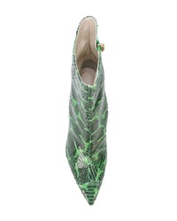 Зеленые кожаные ботильоны со змеиным рисунком от Tibi