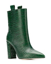 Зеленые кожаные ботильоны со змеиным рисунком от Paris Texas
