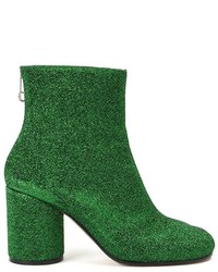 Зеленые кожаные ботинки с украшением