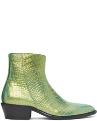 Зеленые кожаные ботинки челси