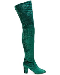 Зеленые кожаные ботфорты от Jean-Michel Cazabat