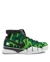 Мужские зеленые кожаные высокие кеды с камуфляжным принтом от Nike