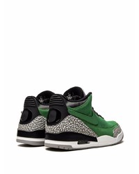 Мужские зеленые кожаные высокие кеды от Jordan