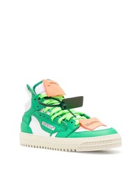 Мужские зеленые кожаные высокие кеды от Off-White