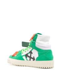 Мужские зеленые кожаные высокие кеды от Off-White