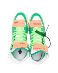 Мужские зеленые кожаные высокие кеды от Off-White