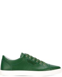 Мужские зеленые кожаные кеды от Dolce & Gabbana