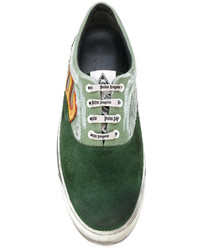Мужские зеленые кожаные кеды от Palm Angels