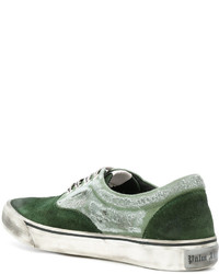 Мужские зеленые кожаные кеды от Palm Angels