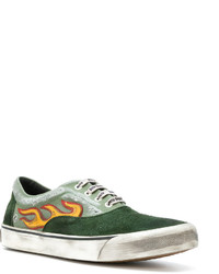 Мужские зеленые кожаные кеды от Palm Angels