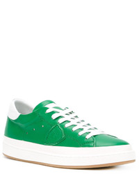 Мужские зеленые кожаные кеды от Philippe Model