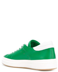 Мужские зеленые кожаные кеды от Philippe Model