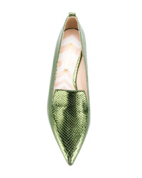 Женские зеленые кожаные лоферы от Nicholas Kirkwood