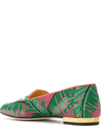 Женские зеленые кожаные лоферы от Charlotte Olympia