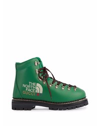 Мужские зеленые кожаные рабочие ботинки от Gucci