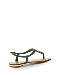 Зеленые кожаные сандалии на плоской подошве от Raxmax