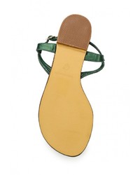 Зеленые кожаные сандалии на плоской подошве от Raxmax