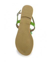Зеленые кожаные сандалии на плоской подошве от Stephan