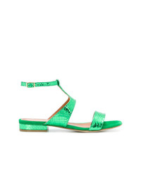 Зеленые кожаные сандалии на плоской подошве от Via Roma 15