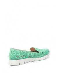 Женские зеленые кожаные слипоны от Gold Key